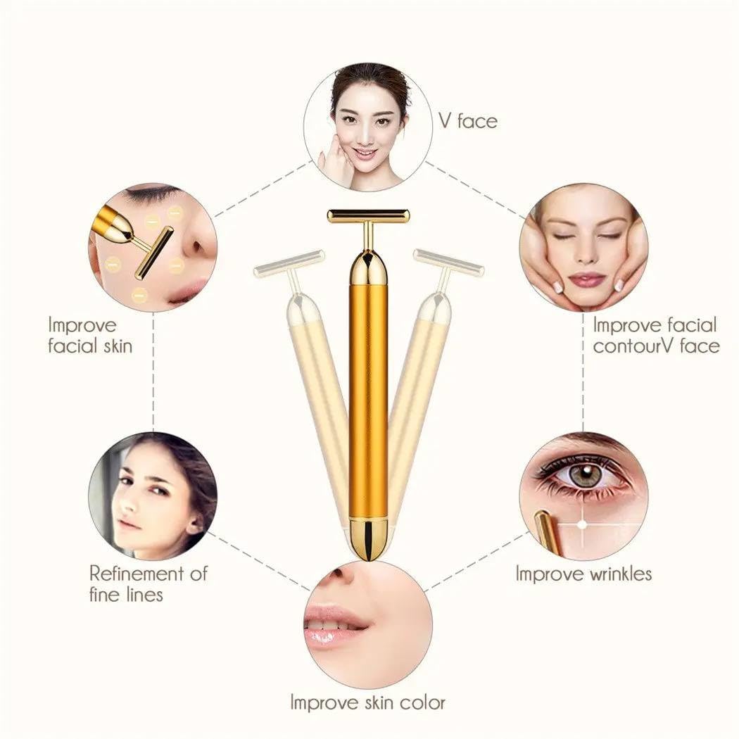 Gold Platted Electric Face Massager For Face Skin Care