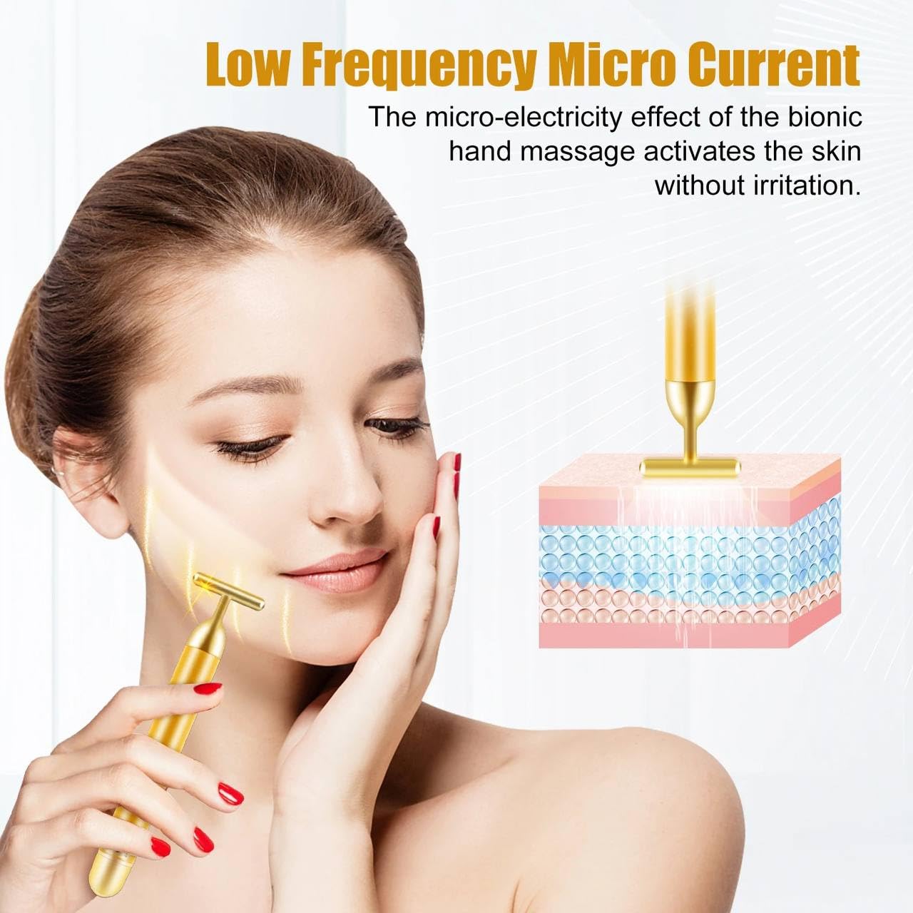 Gold Platted Electric Face Massager For Face Skin Care